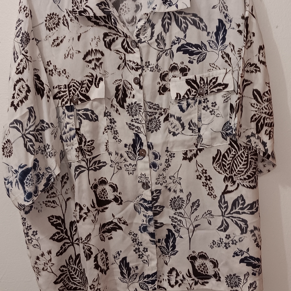 Olivaceous Black and White Floral Men's Shirt